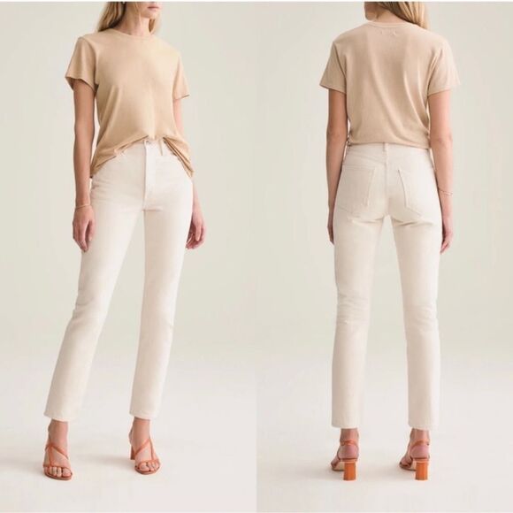 AGOLDE Remy High Rise Straight Leg Jeans Cream Size 24 - Picture 1 of 9